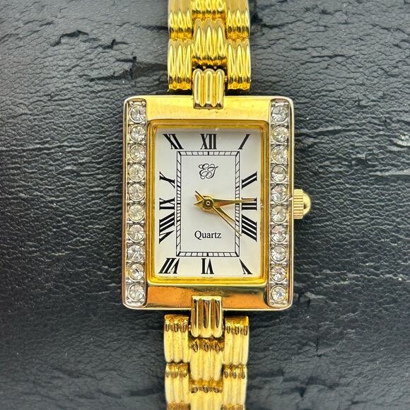 Vintage Elizabeth Taylor Gold-tone Crystal Bezel Women’s Watch New Battery main image 8